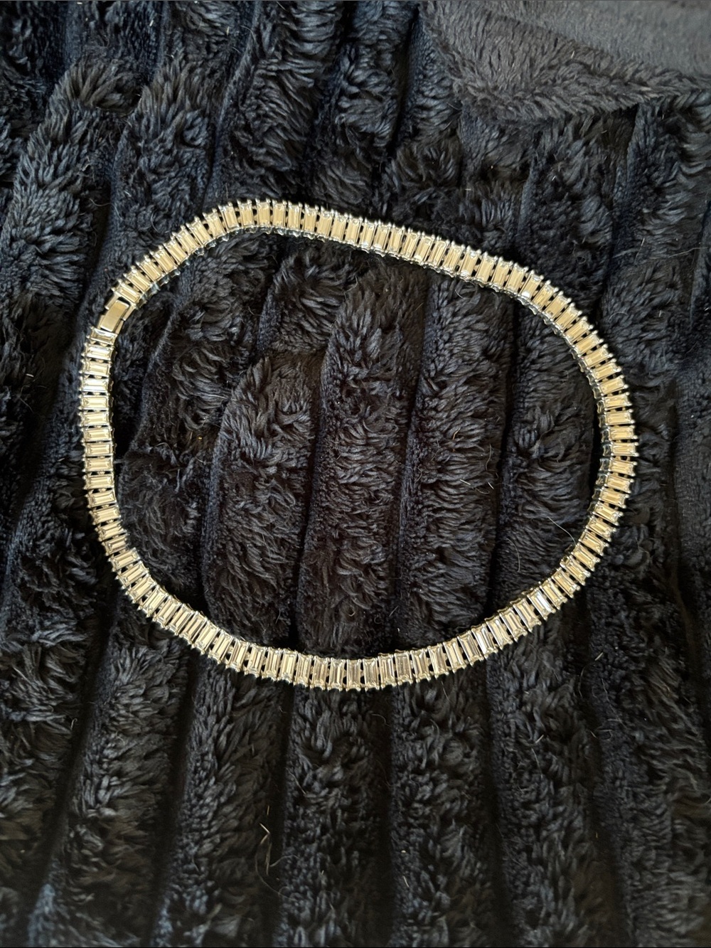 Elegant Silver-Tone Baguette Tennis Necklace - Women's Jewelry